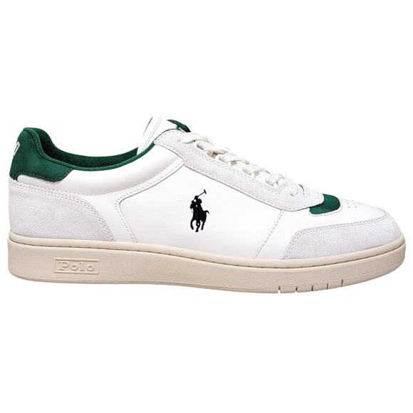 Polo Ralph Lauren Men Polo Court Sport Sneaker Size US 13D White Green Leather - Picture 2 of 6